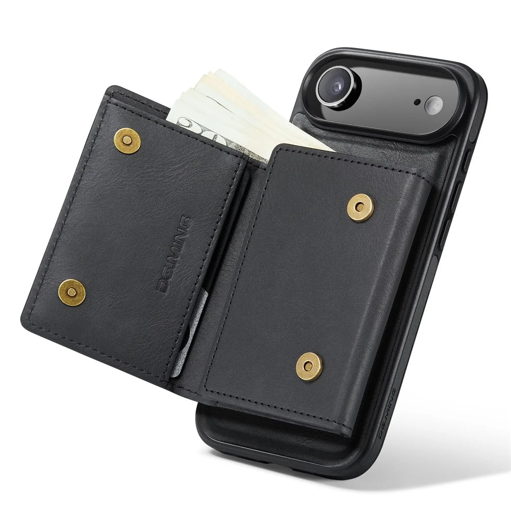 DG.MING M6 Series For iPhone Air Case Magnetic Wallet PU + PC + TPU Phone Cover - Black - 2