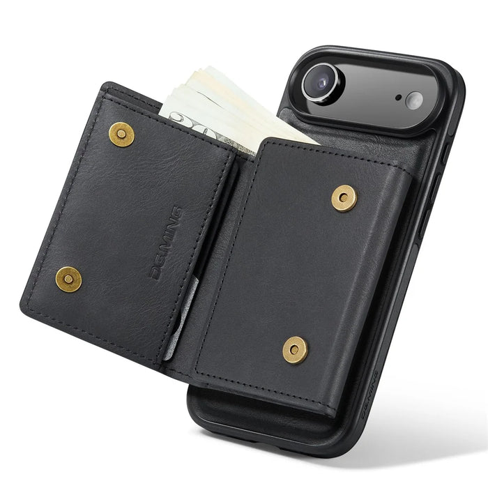 DG.MING M6 Series For iPhone Air Case Magnetic Wallet PU + PC + TPU Phone Cover - Black - 2