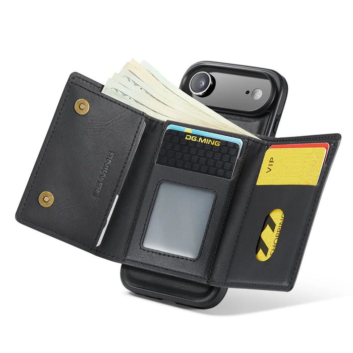 DG.MING M6 Series For iPhone Air Case Magnetic Wallet PU + PC + TPU Phone Cover - Black - 3
