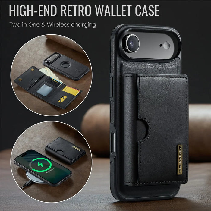 DG.MING M6 Series For iPhone Air Case Magnetic Wallet PU + PC + TPU Phone Cover - Black - 7