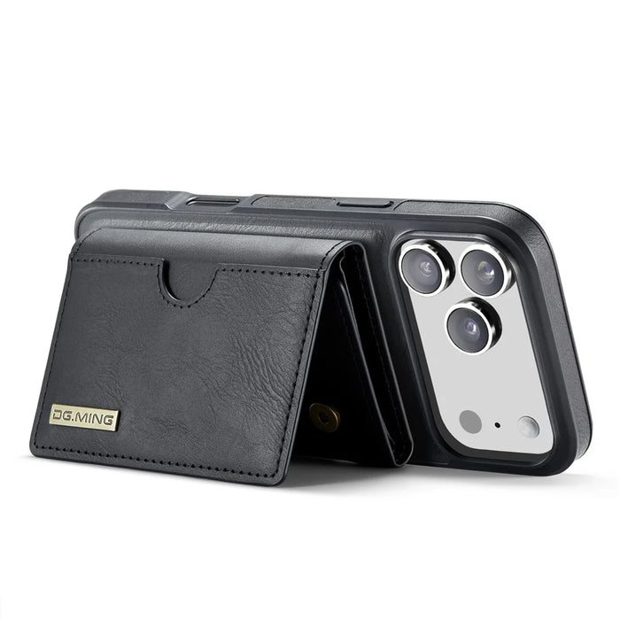 DG.MING M6 Series For iPhone 18 Pro / 17 Pro Case Magnetic Wallet PU + PC + TPU Phone Cover - Black - 4
