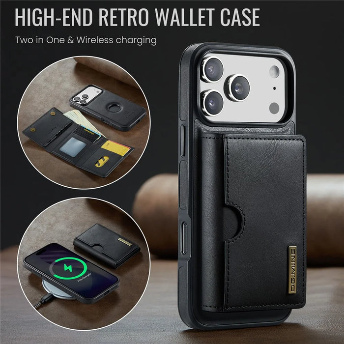 DG.MING M6 Series For iPhone 18 Pro / 17 Pro Case Magnetic Wallet PU + PC + TPU Phone Cover - Black - 7