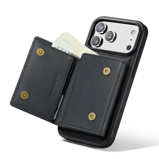 DG.MING M6 Series For iPhone 18 Pro Max / 17 Pro Max Case Magnetic Wallet PU + PC + TPU Phone Cover - Black - 2