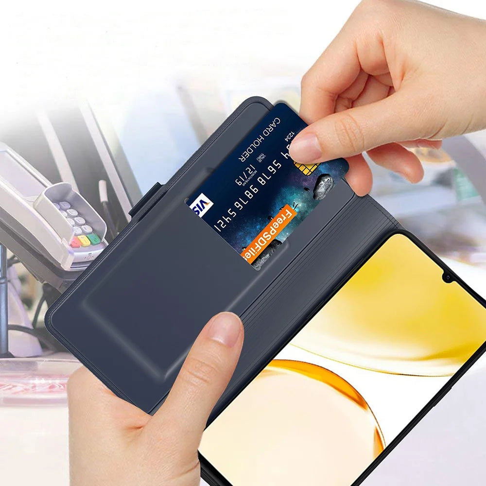 For Realme 15T 5G Case Shockproof TPU Inner Shell Leather Phone Cover Card Slot - Blue - 5