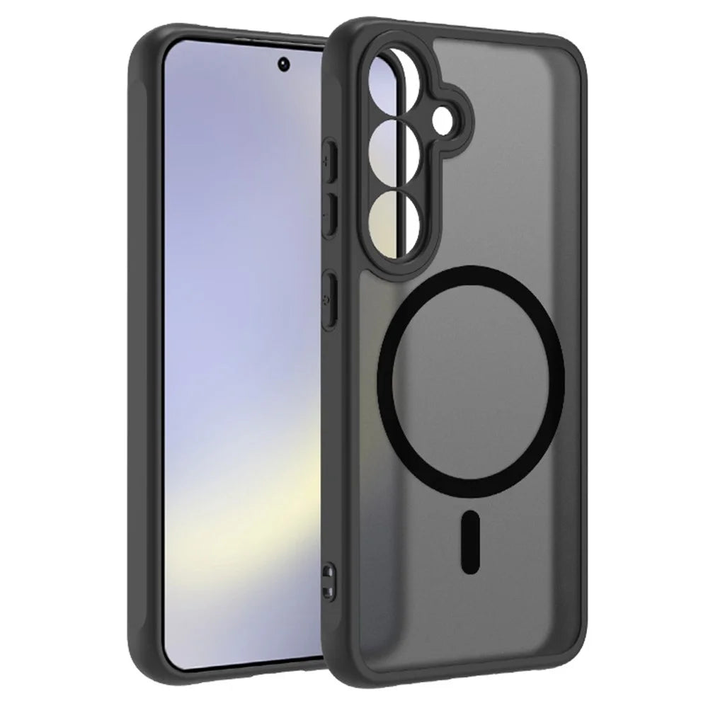 For Samsung Galaxy S24 FE Magnetic Case Skin-Touch PC + TPU Matte Back Cover - 1