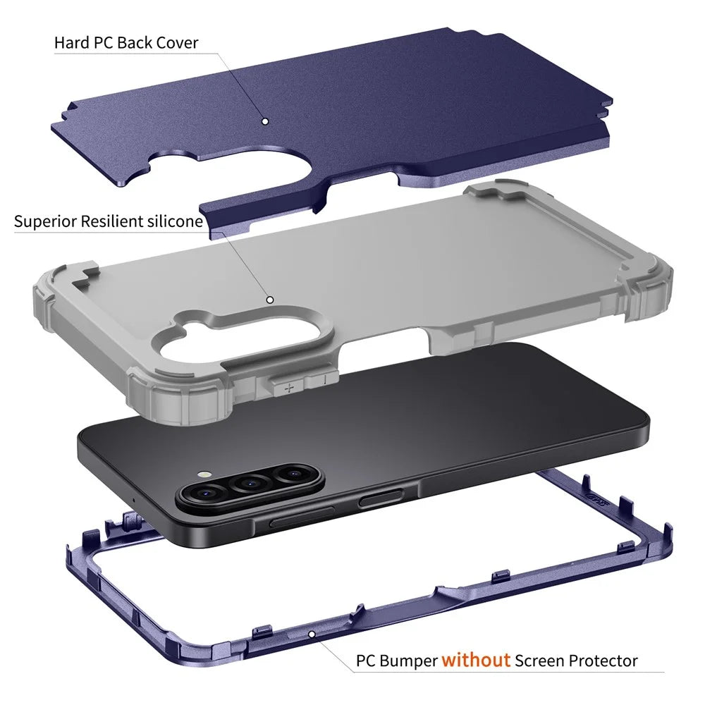 For Samsung Galaxy A18 5G / A18 4G / A17 5G / A17 4G Case Shockproof PC + TPU Phone Back Cover - Navy Blue - 4
