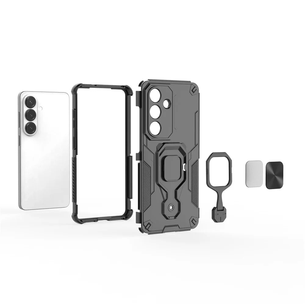 For Samsung Galaxy S26  Case Rotatable Ring Kickstand PC + TPU Shockproof Phone Cover - Black - 2
