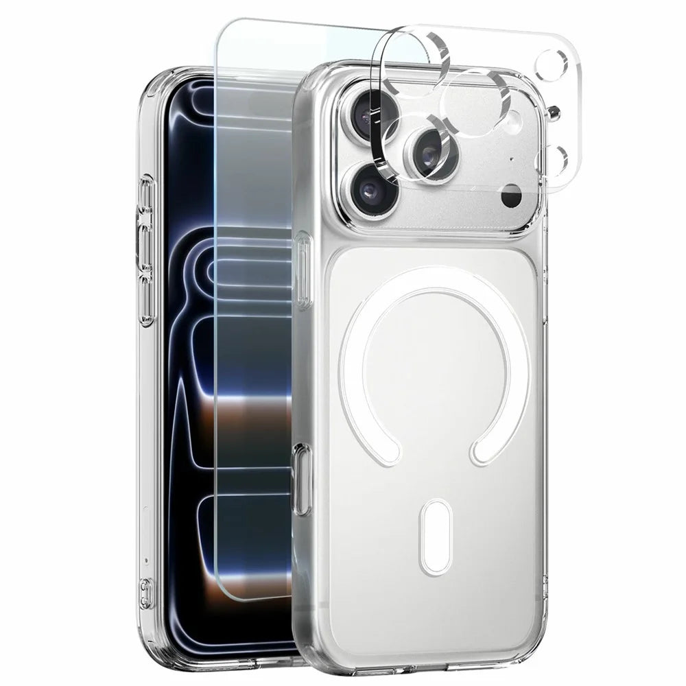 NORTHJO For iPhone 17 Pro Magnetic Case PC + TPU Phone Cover Set with Front Screen Protector + Lens Film - 1