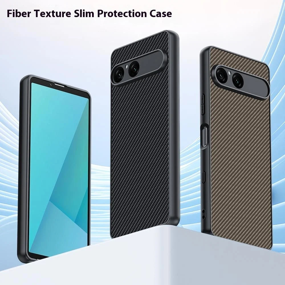 For Sony Xperia 10 VII Case Leather + PC Hard Phone Cover Carbon Fiber Texture - Carbon Fiber / Black - 6
