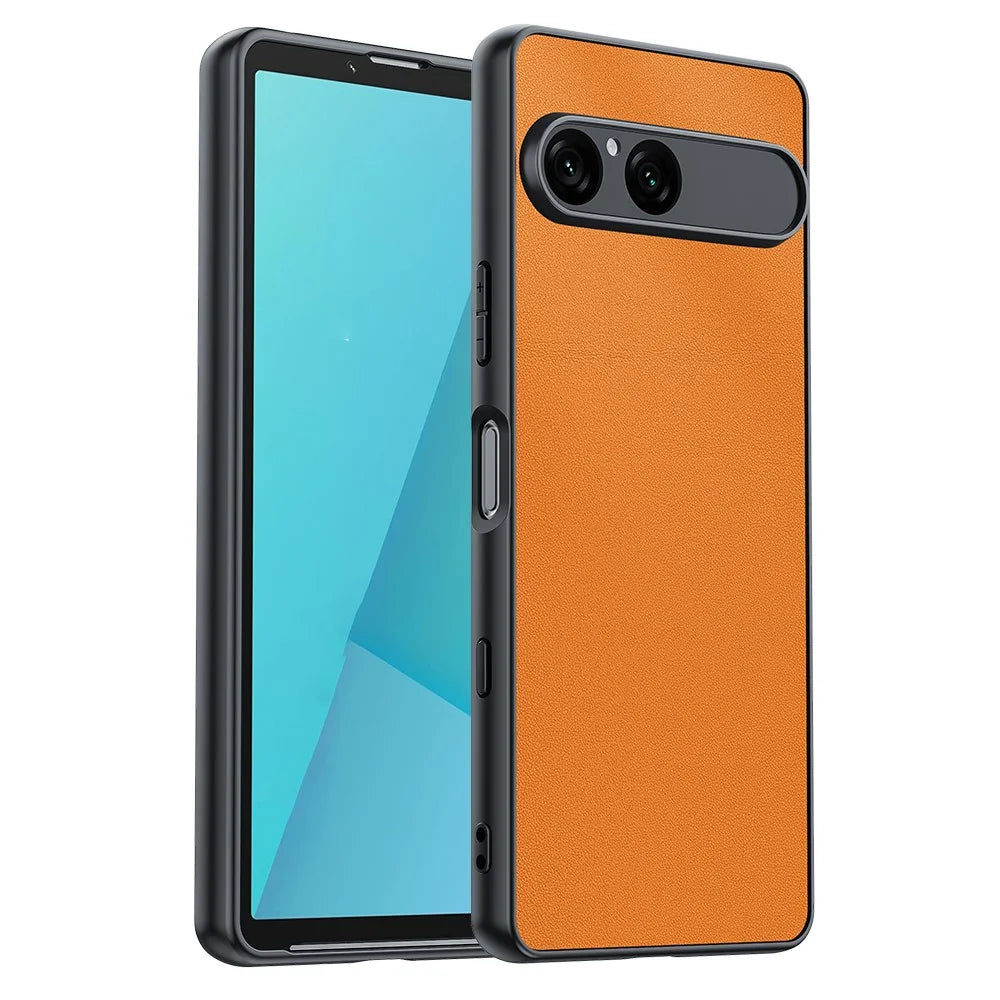 For Sony Xperia 10 VII Case PU Leather Coated PC + TPU Anti-Drop Phone Cover - Orange - 1