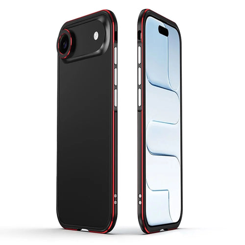 For iPhone Air Bumper Case No-Back Phone Frame Cover with Lens Protection - Black / Red - 1