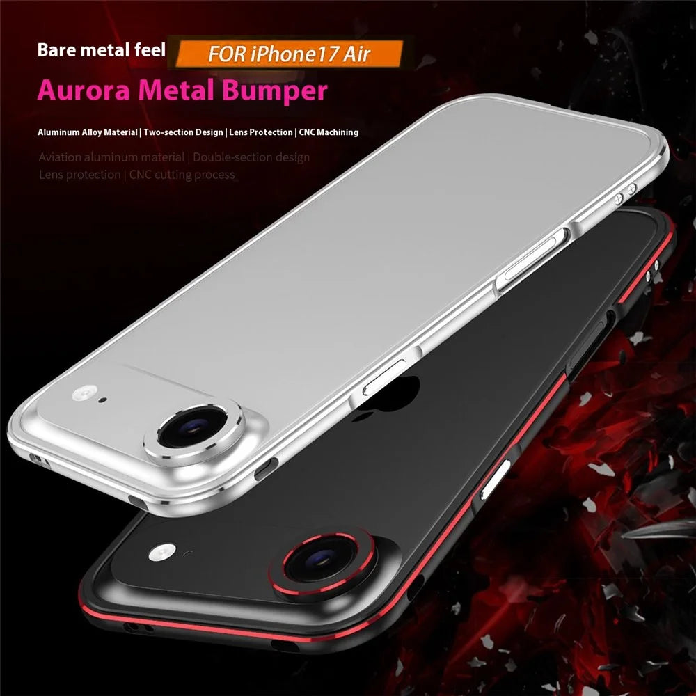 For iPhone Air Bumper Case No-Back Phone Frame Cover with Lens Protection - Black / Red - 3