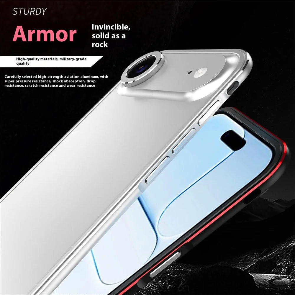 For iPhone Air Bumper Case No-Back Phone Frame Cover with Lens Protection - Black / Red - 4