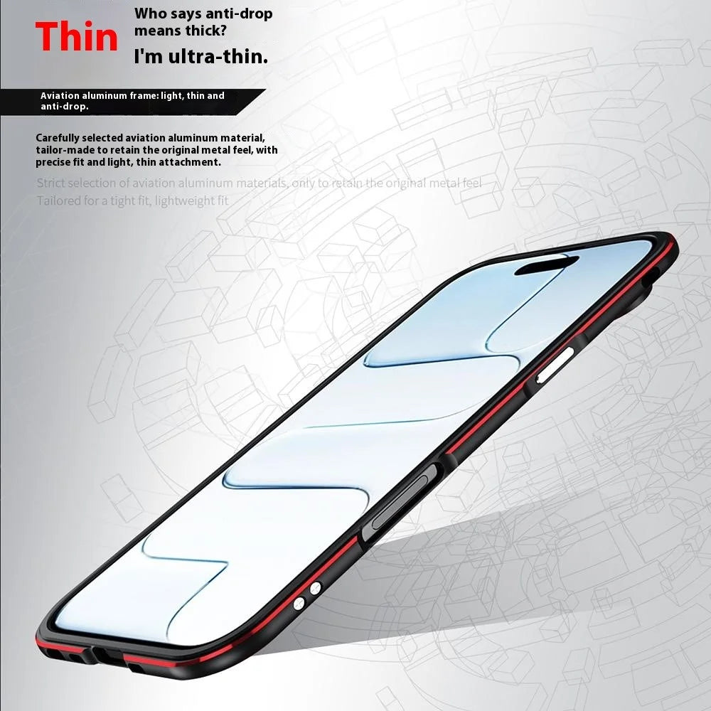 For iPhone Air Bumper Case No-Back Phone Frame Cover with Lens Protection - Black / Red - 6