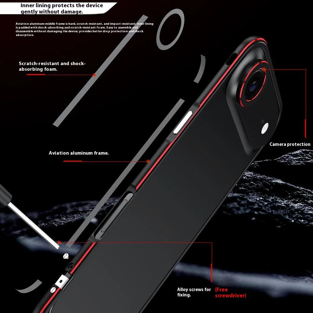 For iPhone Air Bumper Case No-Back Phone Frame Cover with Lens Protection - Black / Red - 7