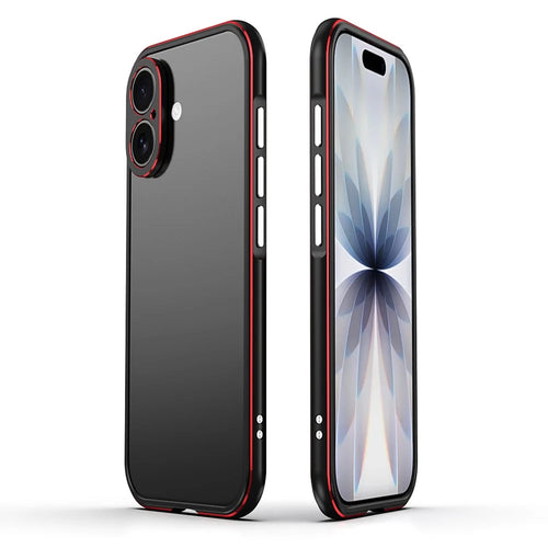 For iPhone 17 Bumper Case No-Back Phone Frame Cover with Lens Protection - Black / Red - 1