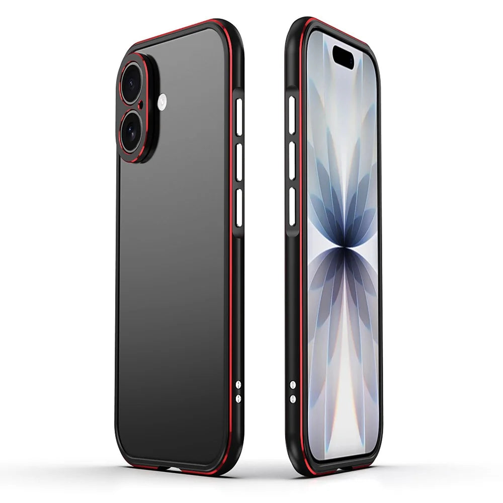 For iPhone 17 Bumper Case No-Back Phone Frame Cover with Lens Protection - Black / Red - 1