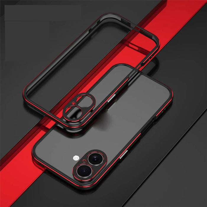 For iPhone 17 Bumper Case No-Back Phone Frame Cover with Lens Protection - Black / Red - 2