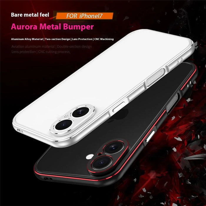 For iPhone 17 Bumper Case No-Back Phone Frame Cover with Lens Protection - Black / Red - 3