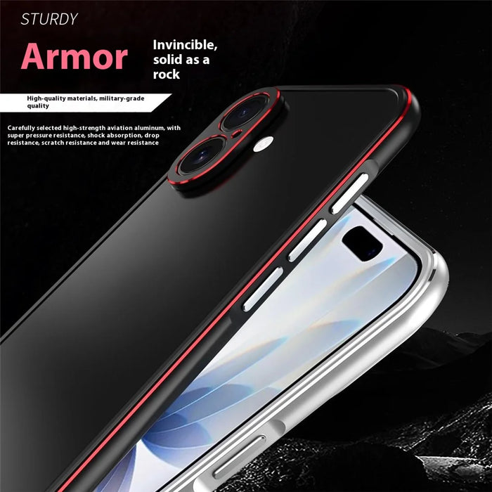 For iPhone 17 Bumper Case No-Back Phone Frame Cover with Lens Protection - Black / Red - 4