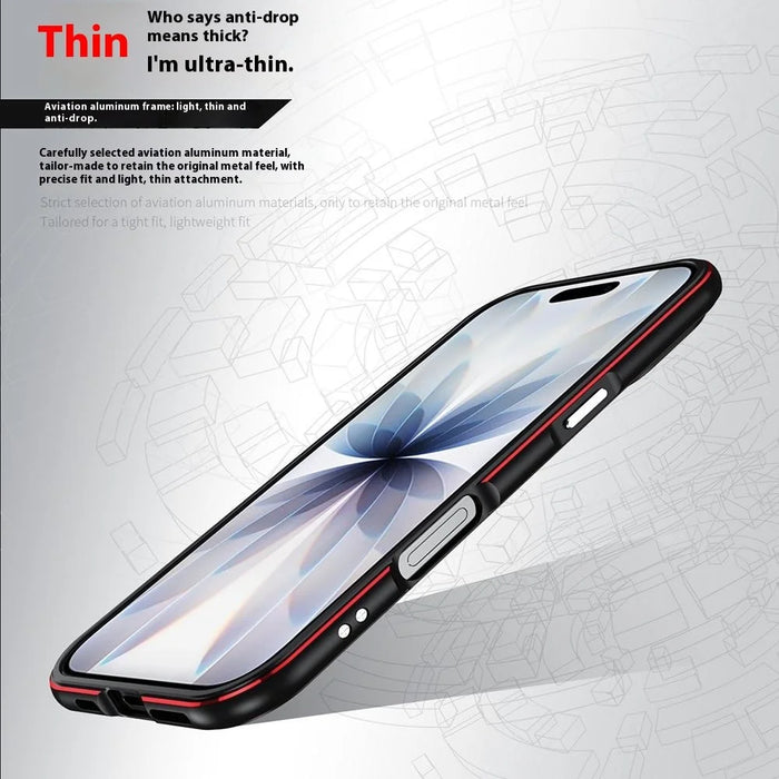 For iPhone 17 Bumper Case No-Back Phone Frame Cover with Lens Protection - Black / Red - 6