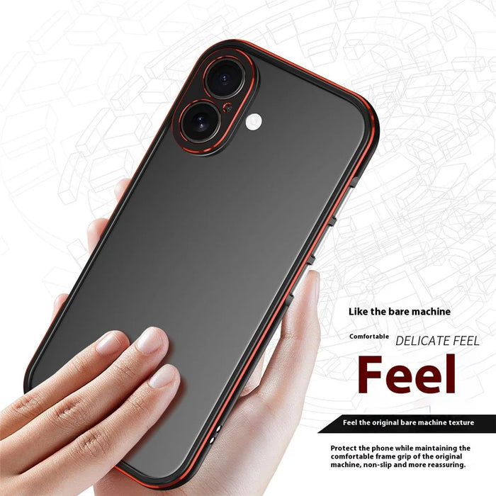 For iPhone 17 Bumper Case No-Back Phone Frame Cover with Lens Protection - Black / Red - 7