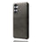 For Samsung Galaxy S25 FE Case Calf Texture PU Leather Hard PC Protective Phone Cover - Black - 1