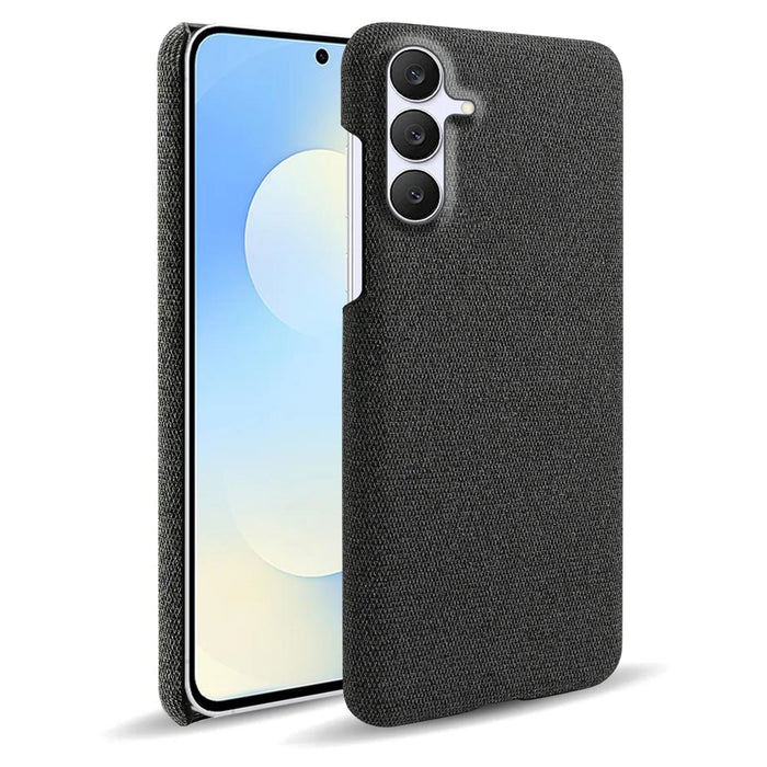 For Samsung Galaxy S25 FE Phone Case Cloth Texture Anti-Scratch Protective PC Back Cover - Black - 1