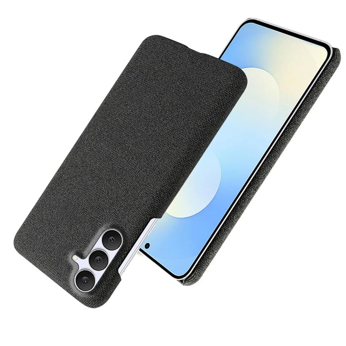For Samsung Galaxy S25 FE Phone Case Cloth Texture Anti-Scratch Protective PC Back Cover - Black - 2