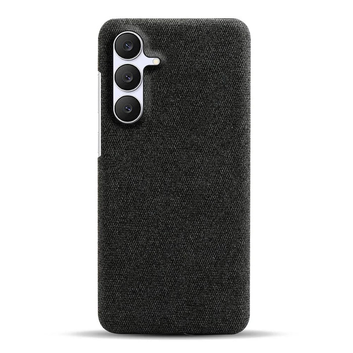 For Samsung Galaxy S25 FE Phone Case Cloth Texture Anti-Scratch Protective PC Back Cover - Black - 3