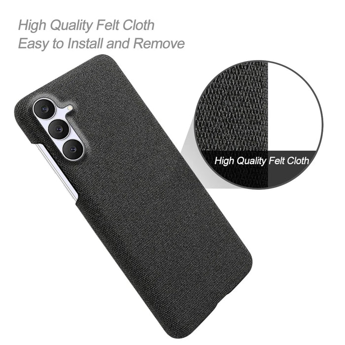 For Samsung Galaxy S25 FE Phone Case Cloth Texture Anti-Scratch Protective PC Back Cover - Black - 4