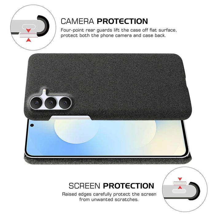 For Samsung Galaxy S25 FE Phone Case Cloth Texture Anti-Scratch Protective PC Back Cover - Black - 5