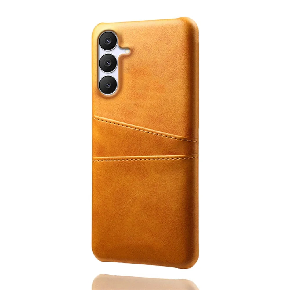 For Samsung Galaxy S25 FE Case Dual Card Slots PU Leather + Hard PC Phone Cover - Orange - 3