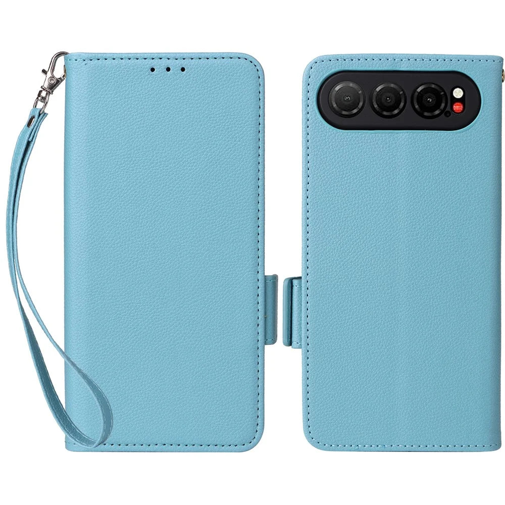 For ZTE nubia Air Case Litchi Texture Wallet Leather Phone Cover with Wrist Strap - Baby Blue - 1