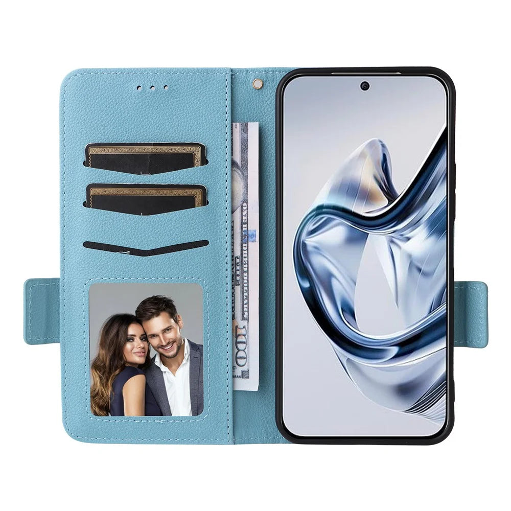 For ZTE nubia Air Case Litchi Texture Wallet Leather Phone Cover with Wrist Strap - Baby Blue - 2