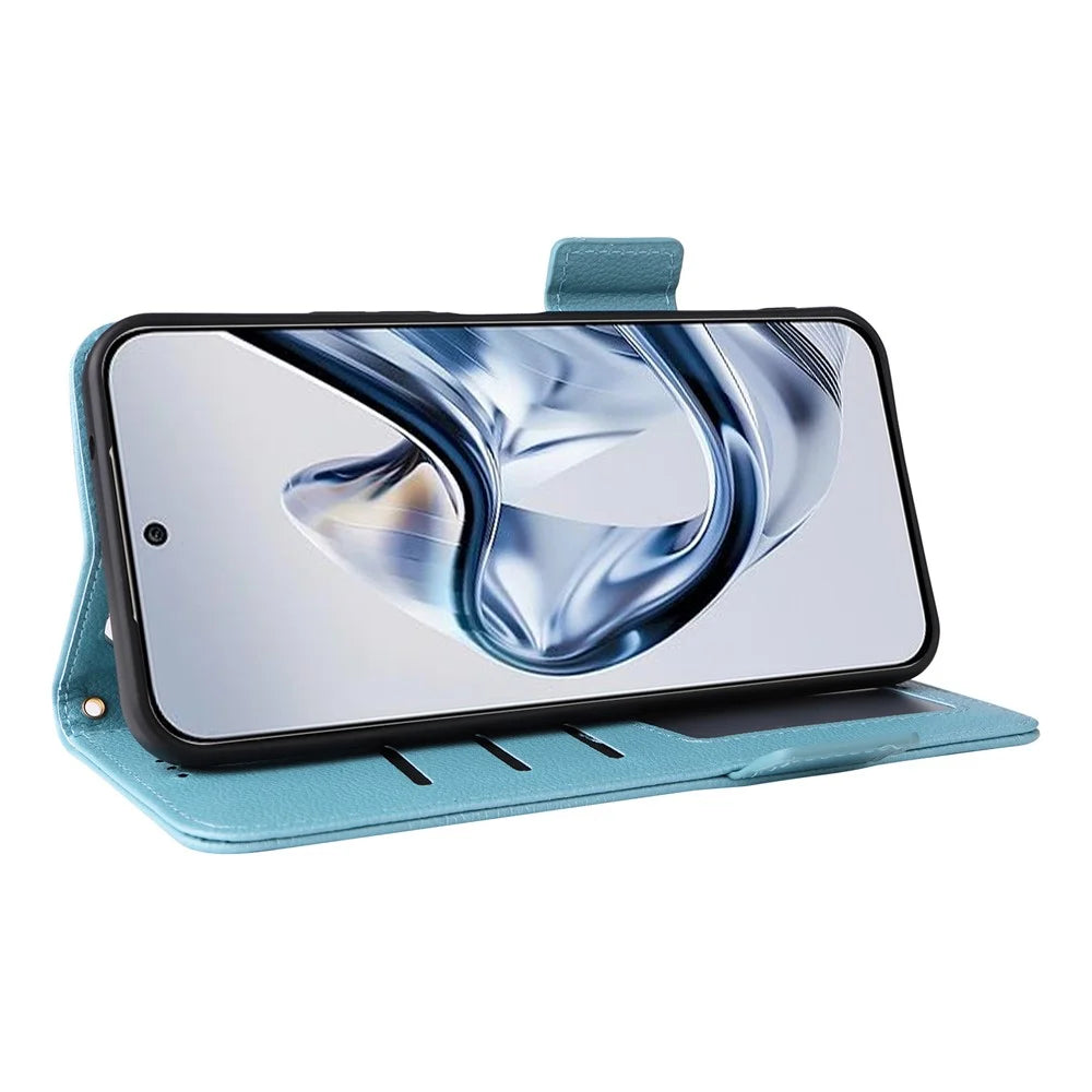 For ZTE nubia Air Case Litchi Texture Wallet Leather Phone Cover with Wrist Strap - Baby Blue - 3