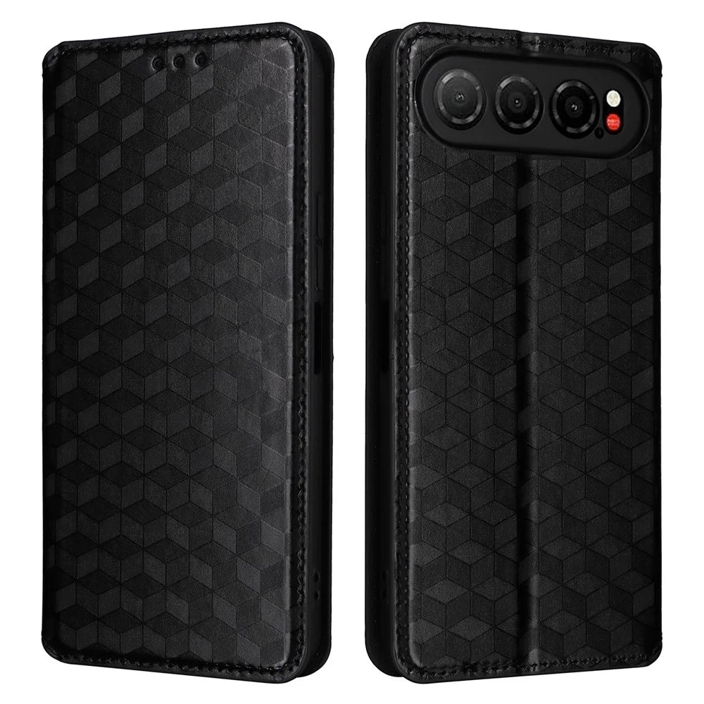 For ZTE nubia Air Case Wallet Rhombus Imprinted Leather Phone Cover - Black - 1