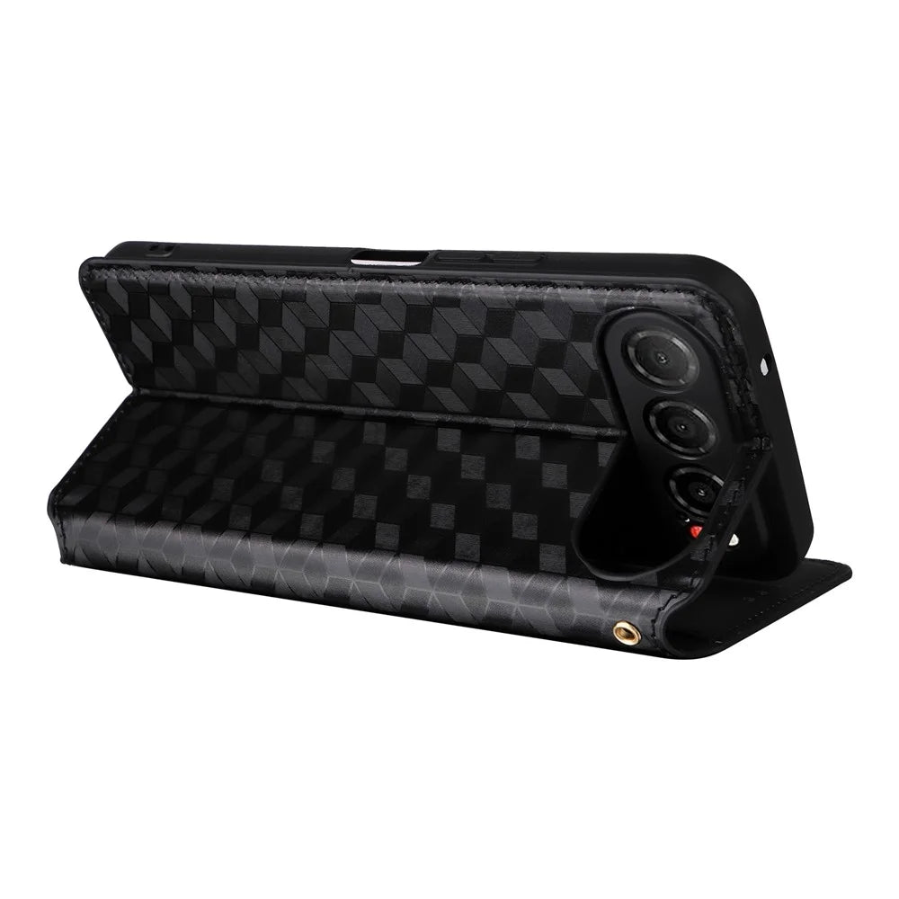 For ZTE nubia Air Case Wallet Rhombus Imprinted Leather Phone Cover - Black - 4