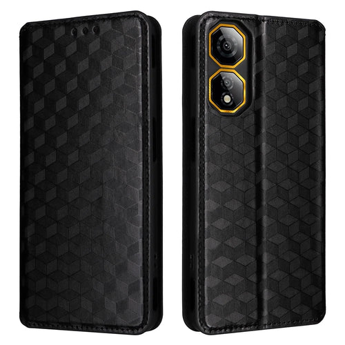 For ZTE nubia Neo 2 5G Case Wallet Rhombus Imprinted Leather Phone Cover - Black - 1