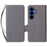 For Samsung Galaxy S26 Case Litchi Texture Wallet Leather Phone Cover with Wrist Strap - Grey - 1