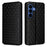 For Samsung Galaxy S26 Case Wallet Rhombus Imprinted Leather Phone Cover - Black - 1