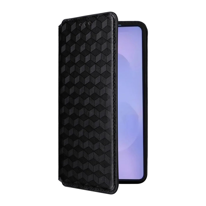 For Samsung Galaxy S26 Case Wallet Rhombus Imprinted Leather Phone Cover - Black - 5