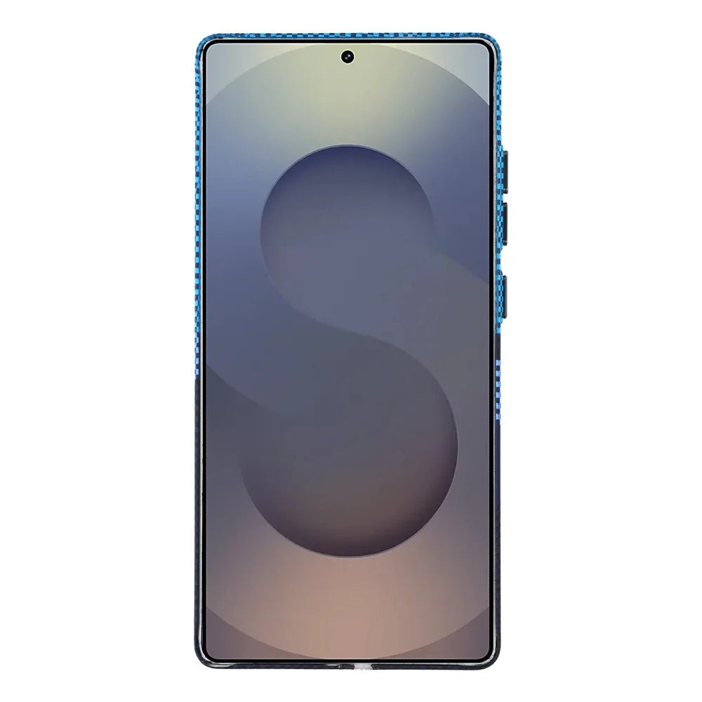 For Samsung Galaxy S25 Ultra Magnetic Case Water Transfer Printing Metal Frame PC Phone Back Cover - Alpine Blue - 2