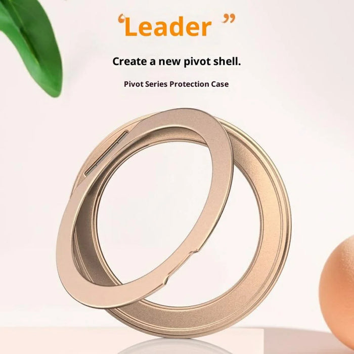 For iPhone Air Magnetic Case with Rotating Kickstand Leather + PC + TPU Electroplating Phone Cover - Orange - 3