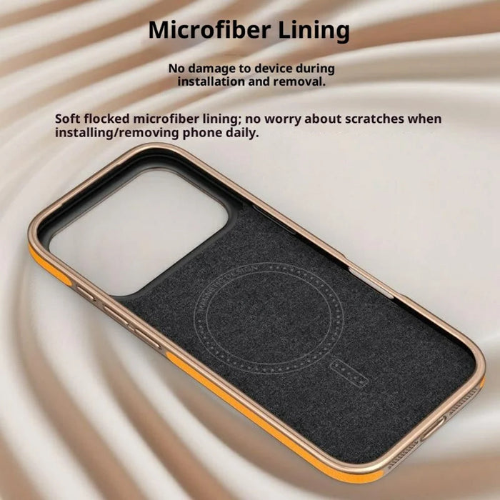 For iPhone Air Magnetic Case with Rotating Kickstand Leather + PC + TPU Electroplating Phone Cover - Orange - 5