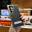 For Samsung Galaxy S24 Ultra Case with Hidden Kickstand Leather + PC + TPU Matte Electroplated Phone Cover - Black - 1