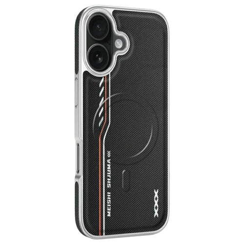 For iPhone 17 Case Compatible with MagSafe Line Print Diamond Texture PU Leather Phone Back Cover - Black - 1