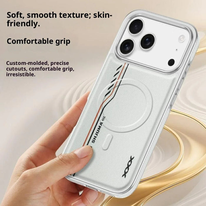 For iPhone 17 Pro Max Case Compatible with MagSafe Line Print Diamond Texture PU Leather Phone Back Cover - Black - 3