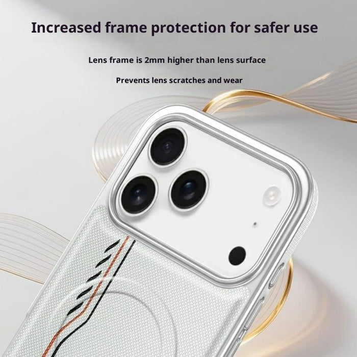 For iPhone 17 Pro Max Case Compatible with MagSafe Line Print Diamond Texture PU Leather Phone Back Cover - Black - 6