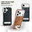 For iPhone 17 Pro Max Case with Hidden Kickstand Leather + PC + TPU Matte Electroplated Phone Cover - Brown - 2